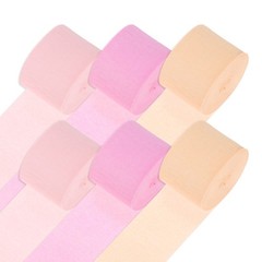 6-Rolls 492ft Crepe Paper Streamer for Art [3 Colors-1.8 Inch x 82 Ft/Roll]