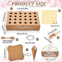 1 Sets Wedding Petal Cones for 24 Guest – Biodegradable Real White Petals