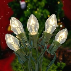 Abeja C7 Clear Christmas Lights Warm White, 25Ft Outdoor Incandescent String …