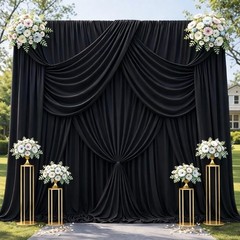 10ft x 12ft Black Backdrop Curtains, Wrinkle Free Thick Fabric Polyester Curtain