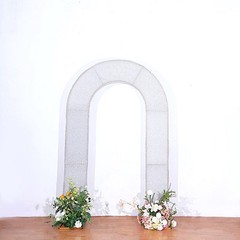 8ft SILVER Shimmer Fitted Spandex Open Arch Double Sided Backdrop STAND COVER
