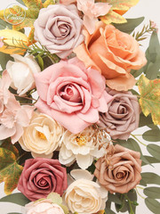 Champagne Pink Wedding Arch with Drapes & Artificial Flowers – Set of 4