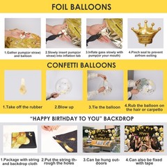 Gold and Black Birthday Decorations – Happy Banner, Balloons Arch Garland for…