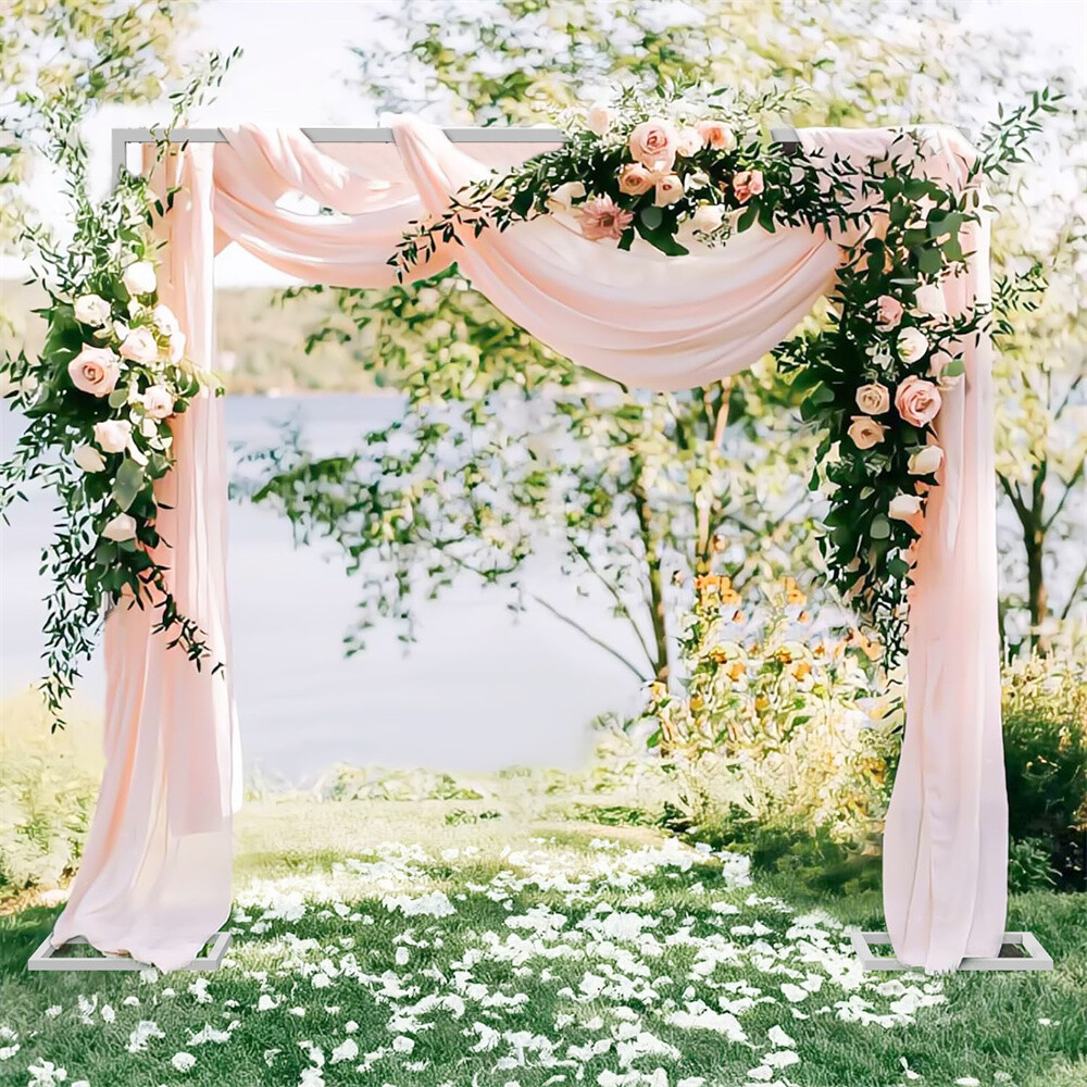 10ft Wedding Arches Ceremony Square Metal Balloon Arch Backdrop Stand In/Outdoor