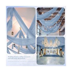 Showgeous Dusty Blue Ceiling Drapes 6 Panels 5ftx40ft Wedding Ceiling Drapes …