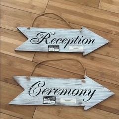 Set of 2 Aaron Brothers Rustic Wedding Directional Signs Reception and Ceremony