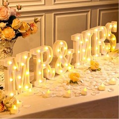 6pc Mr & Mrs LED Marquee Letters Battery Warm White Wedding Deco
