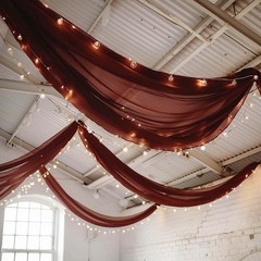 5ft x 32ft BURGUNDY Premium Chiffon Sheer Backdrop CURTAIN PANEL Drape Party