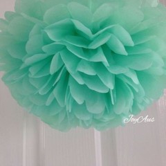 6x 30cm Cool Mint tissue paper pom poms wedding party baby shower decorations
