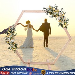 Wooden Wedding Hexagonal Arbor Backdrop Hexagon Wood Wedding Arch Frame Decor.