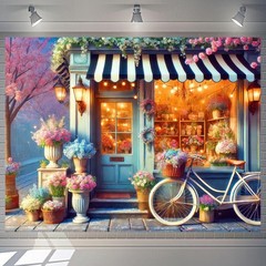 BlissYard Flowers Shop Backdrop Banner 7.5×5.9FT Hello Spring Banner Decorati…
