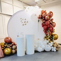 Round Backdrop Stand 6.5 FT Cover Free Fabric Photo Background for Wedding Party