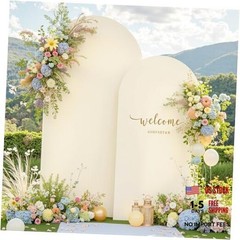 Beige Arch Backdrop Cover Set of 2 Beige Arch Cover 6FT + 7.2 FT Beige – 2 Pack