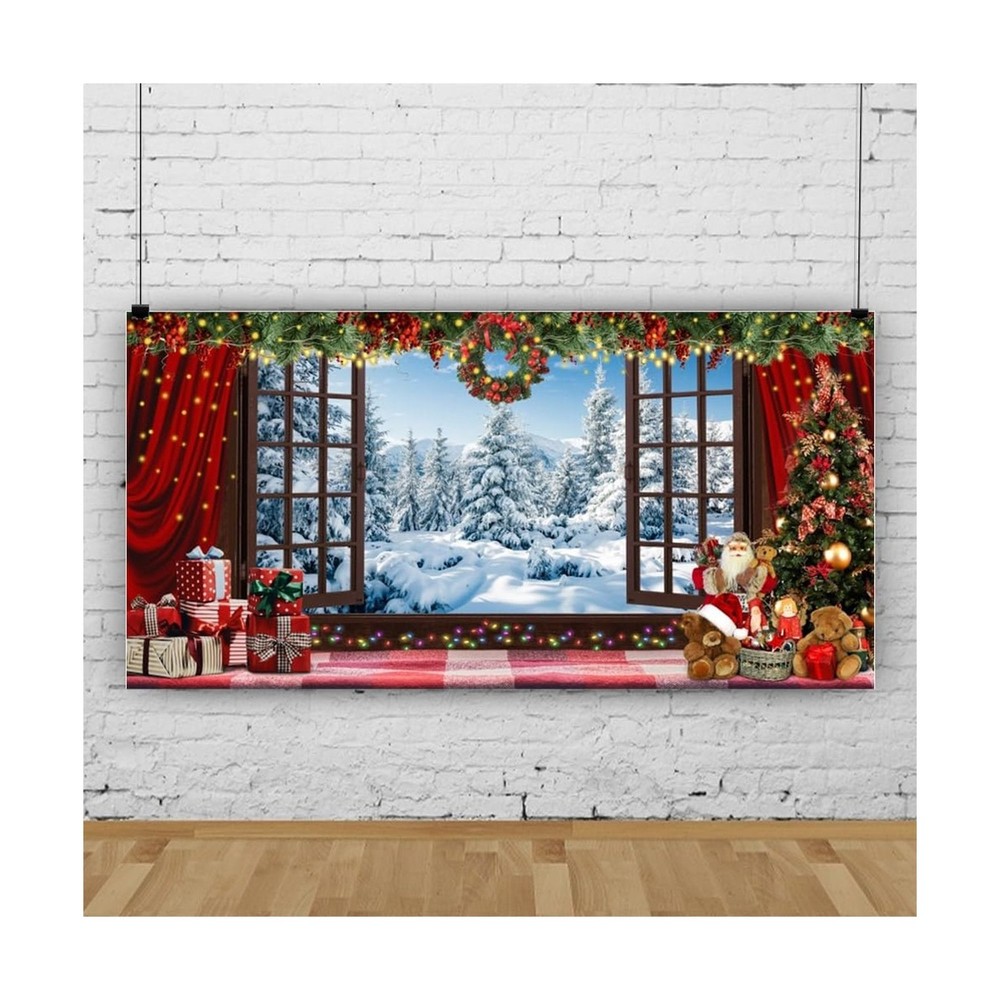 20x10ft Christmas Window Backdrop for Photography Winter Wonderland Snow Moun…