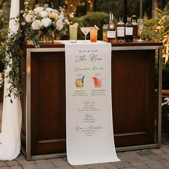 Custom Fabric Wedding Bar Menu Sign Signature Cocktails