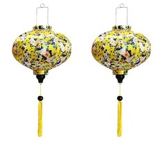 Set 2 Vietnam bamboo silk lanterns Flower fabric Wedding Lanterns – Buyer color