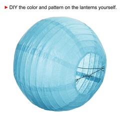 6pcs 8 Inch Folding Hanging Paper Lanterns Medium Lampshade Light Blue