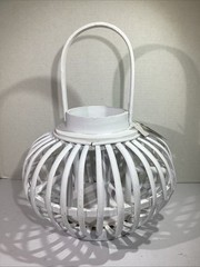 NEW Studio His & Hers White 11” X 11” Decorative Wicker Lanterns HGT1-167