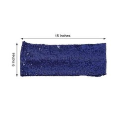 10 Navy Blue Spandex Sequined CHAIR SASHES Ties Wraps Wedding Party Decorations