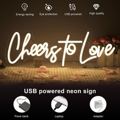 Versatile Cheers to Love LED Neon Sign – USB Decor for Weddings, 16.5″x5.9″