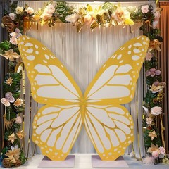 7 ft White Gold Butterfly Foamboard Stand Party Events
