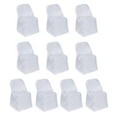 10 Pieces White Polyester Folding Chair Covers for Standard Folding Chairs