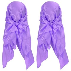 2Pcs 35 Inch Square Satin Head Scarf Silk Feeling Hair Scarf, Light Purple