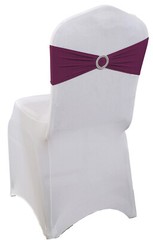 100 Spandex Stretch Chair Cover Sashes Bows Wedding Party (Eggplant) ~ FREE SHIP