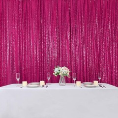 4PCS Fuchsia Sequin Backdrop Curtain, 2FT x 8FT – Perfect for Weddings & Parties