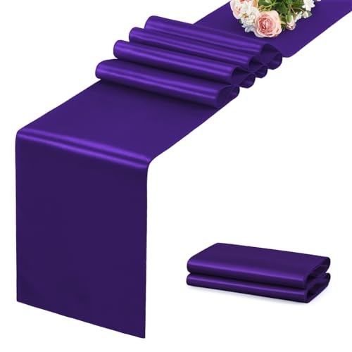 Satin Table Runner 1×108 Inches Long, Silk-Like Smooth Table Decor for 2 Purple