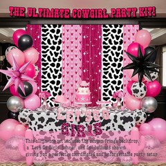 Cowgirl Hot Pink party decoration with Silver Disco Star Foil balloons lets g…