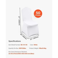 50PCS White Spandex Chair Covers for Events, Parties, and Weddings