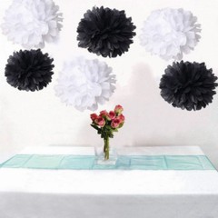 6x 30cm black white tissue paper pom poms wedding birthday engagement decoration
