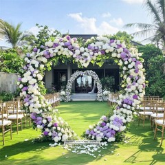 Wedding Arch Stand White Heart Shape Double Layers Wedding Backdrop Stand Metal