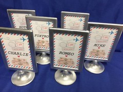 Wedding Table Signs / Names Aviation Airplane Red Blue Theme Phonetic Alphabet