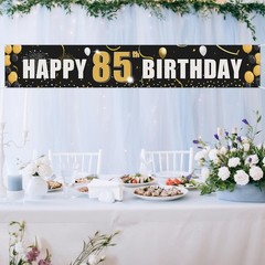 Happy 85th Birthday Yard Banner, Golden 85th Birthday Party Hanging Decoratio…