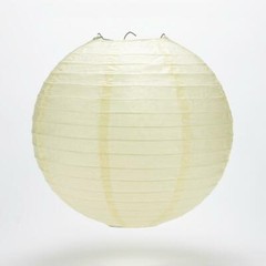 16″ Ivory Round Paper Lantern, Even Ribbing, Hanging Decoration