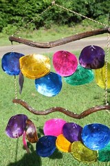 Tropical Colors Beach Wedding Hanging Seashell Decor, 23″+, 1 of G-48
