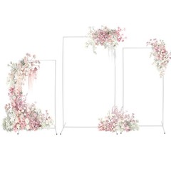3pcs Rectangular Metal Backdrop Stands Weddings Party White Balloon Frames Decor
