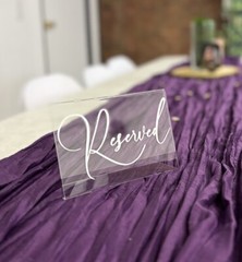 DIYed Reserved Signs Set Of 2 Clear/White Wedding Birthdays Events 4×6