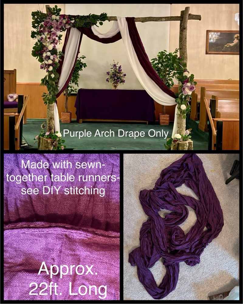 1 Panel Purple Wedding Arch Drape, DIY Sewing, Approx 22 Ft Long, Cheesecloth