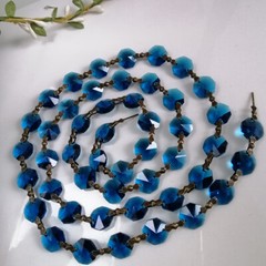 22Yards Peacock Blue Chain Crystal Octagonal beads Garland Chandelier Decoration