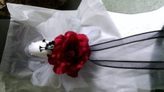 Red and White Wedding Bows with a touch of black set of 10 any color!
