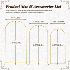 Wedding Arch Backdrop Stand 7.2FT, 6.6FT, 6FT Golden Metal Arch Fit Wedding co