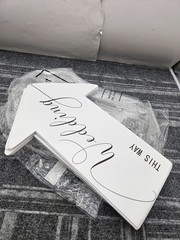 (QTY 6) Wedding Direction Signs Wedding Welcome Signs Arrow w/ Stakes