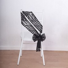 5 BLACK Tulle CHAIR SASHES Sequins Geometric Pattern Party Events Decorations
