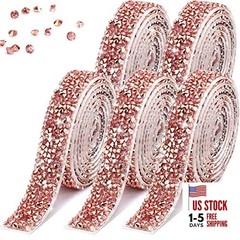 5 Rolls Rose Gold Self Adhesive Rhinestone Ribbon Basic Style Pink, Rose Gold