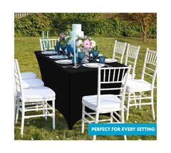 Utopia Kitchen Spandex Tablecloth 2 Pack [6FT, Black] Tight, Fitted, Washable…