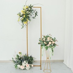 6 ft Gold Metal Floral Display Frame Rectangle BACKDROP STAND Wedding Arch Event