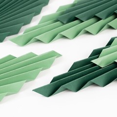 6 GREEN Leaves Hanging Paper Fans Wall Decor Party Centerpieces